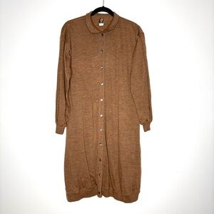 Jean Paul Gaultier Wool Knit Button Front Cardigan Sweater Dress In Brown Size M